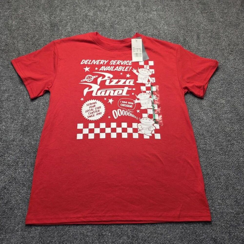 Disney Pixar Toy Story Pizza Planet Alien Graphic T-Shirt Red Size Medium